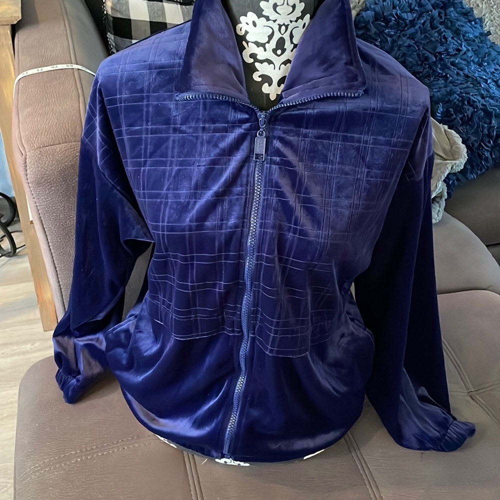 SLADE Blue/Purple Soft Velour Feel Zipper Jacket Size Petite Medium